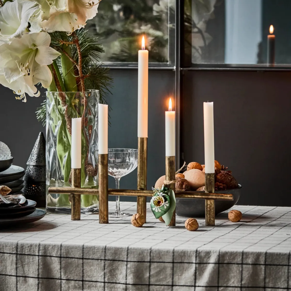 House Doctor Lys & Lysestager|Borddækning>Lysestage, HDMaxi45, Antik messingfinish